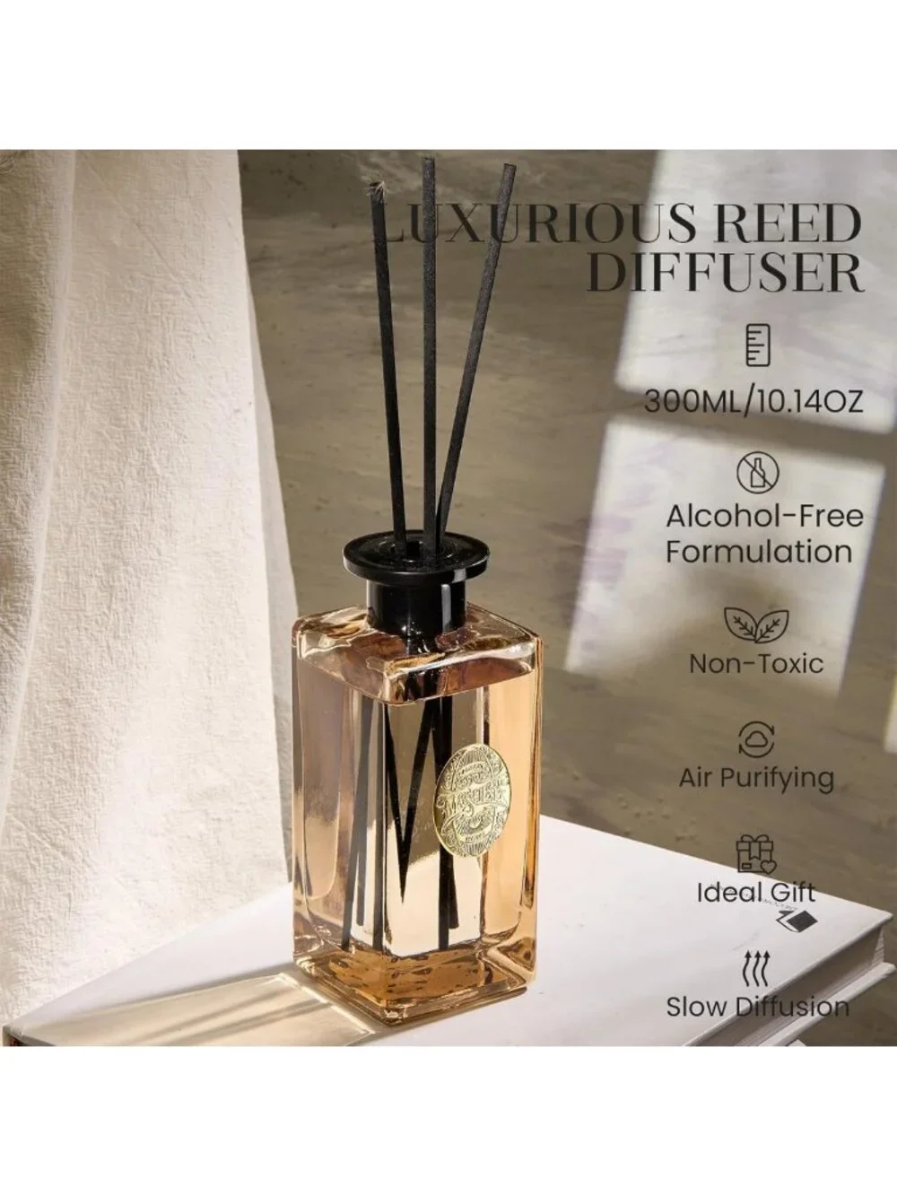 Large Reed Diffuser Set - Fresh Grapefruit Scent, Non-Toxic Essential Oil for
